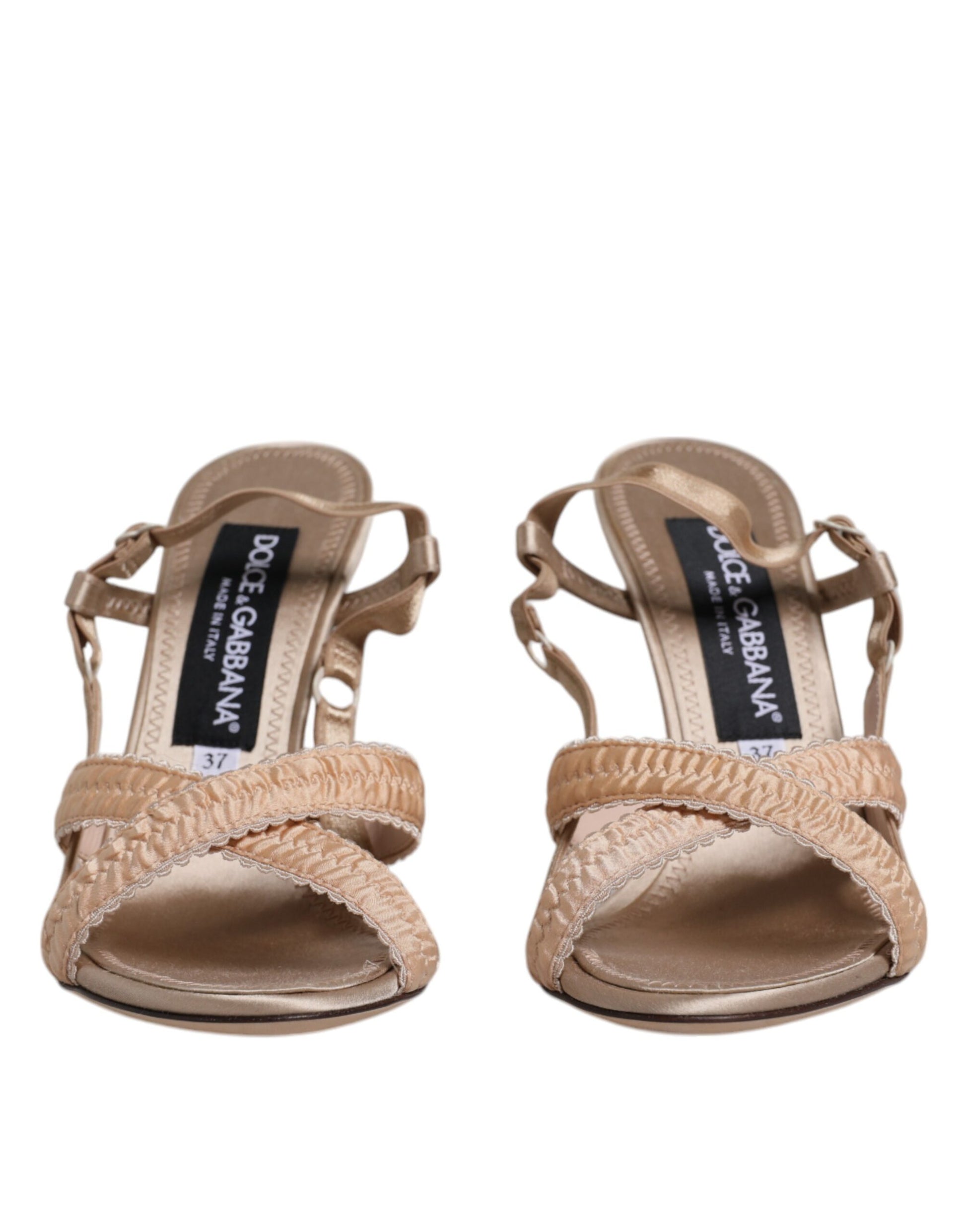 Dolce & Gabbana Beige Keira Slingback Heels Sandals Shoes by Dolce & Gabbana