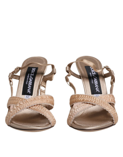 Dolce & Gabbana Beige Keira Slingback Heels Sandals Shoes by Dolce & Gabbana