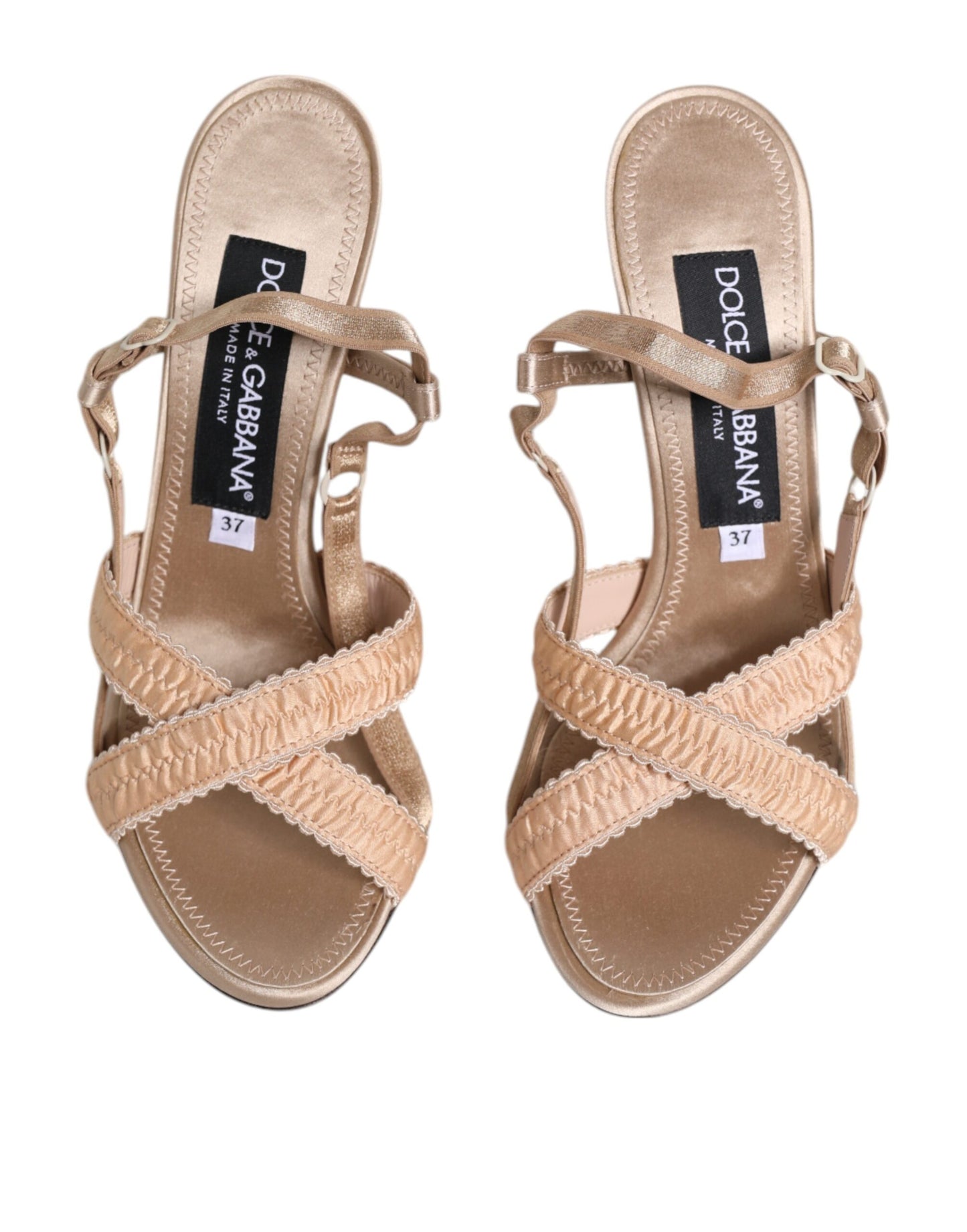 Dolce & Gabbana Beige Keira Slingback Heels Sandals Shoes by Dolce & Gabbana