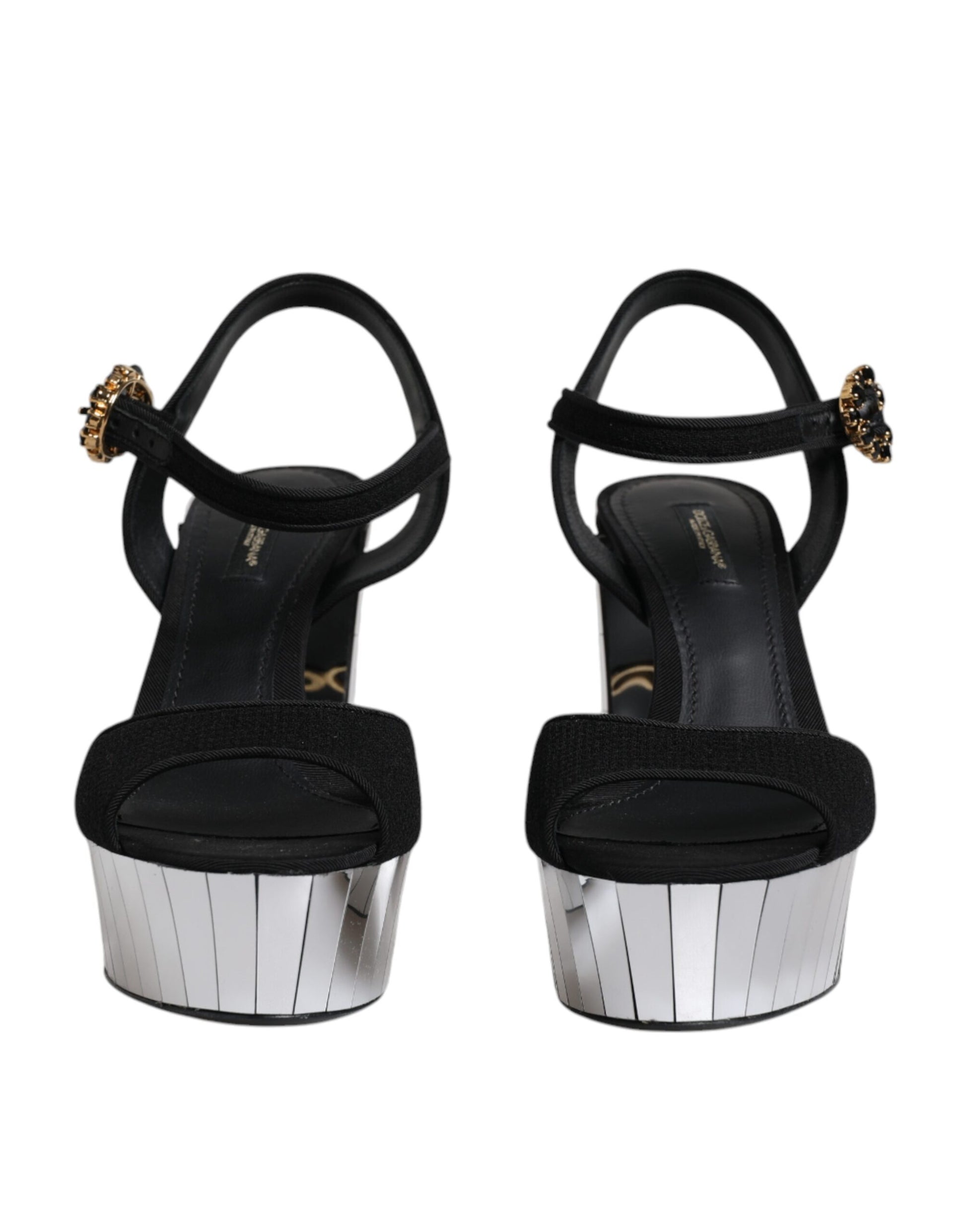 Dolce & Gabbana Black Mirror Heels Platform Sandals Shoes by Dolce & Gabbana