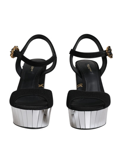 Dolce & Gabbana Black Mirror Heels Platform Sandals Shoes by Dolce & Gabbana