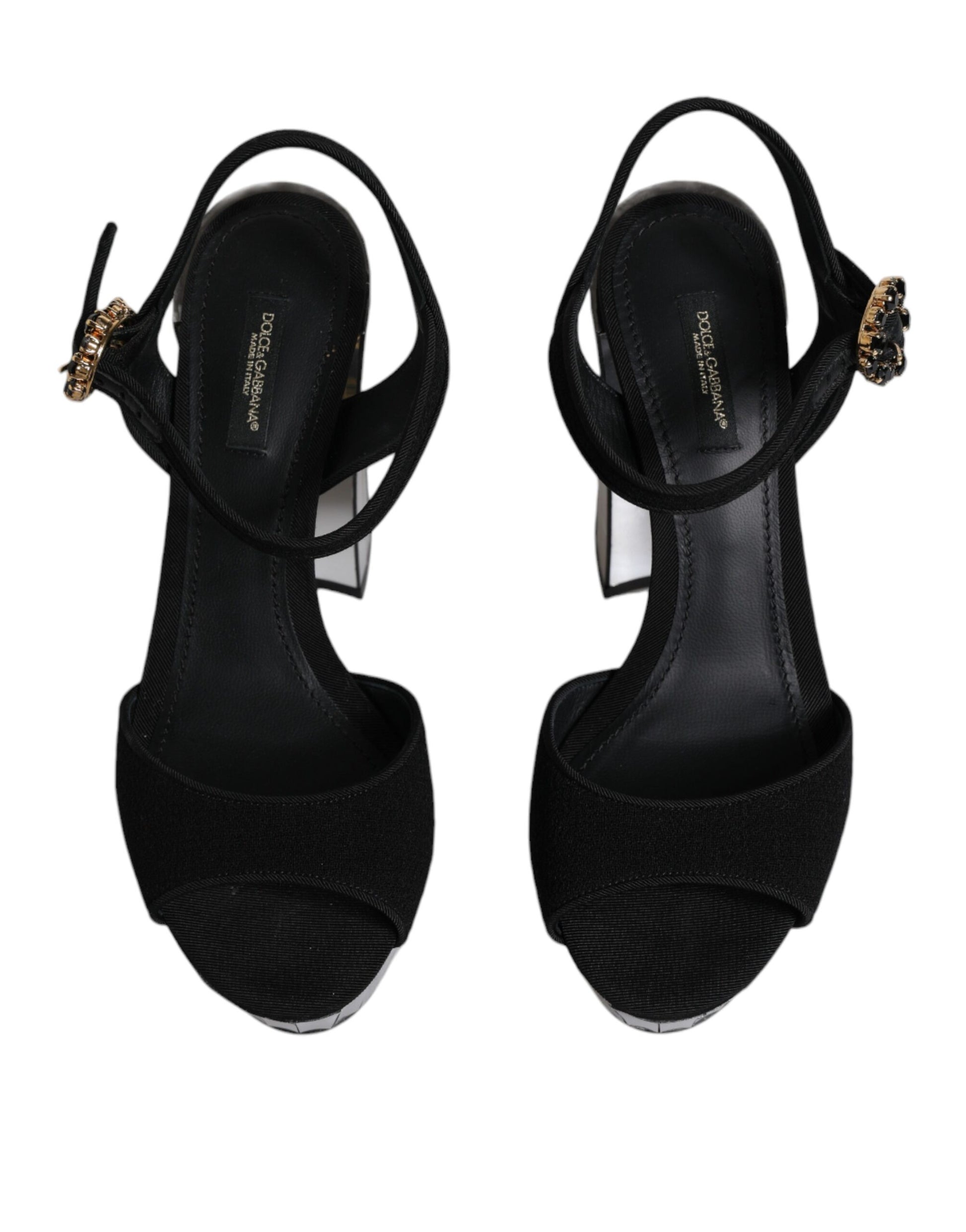Dolce & Gabbana Black Mirror Heels Platform Sandals Shoes by Dolce & Gabbana