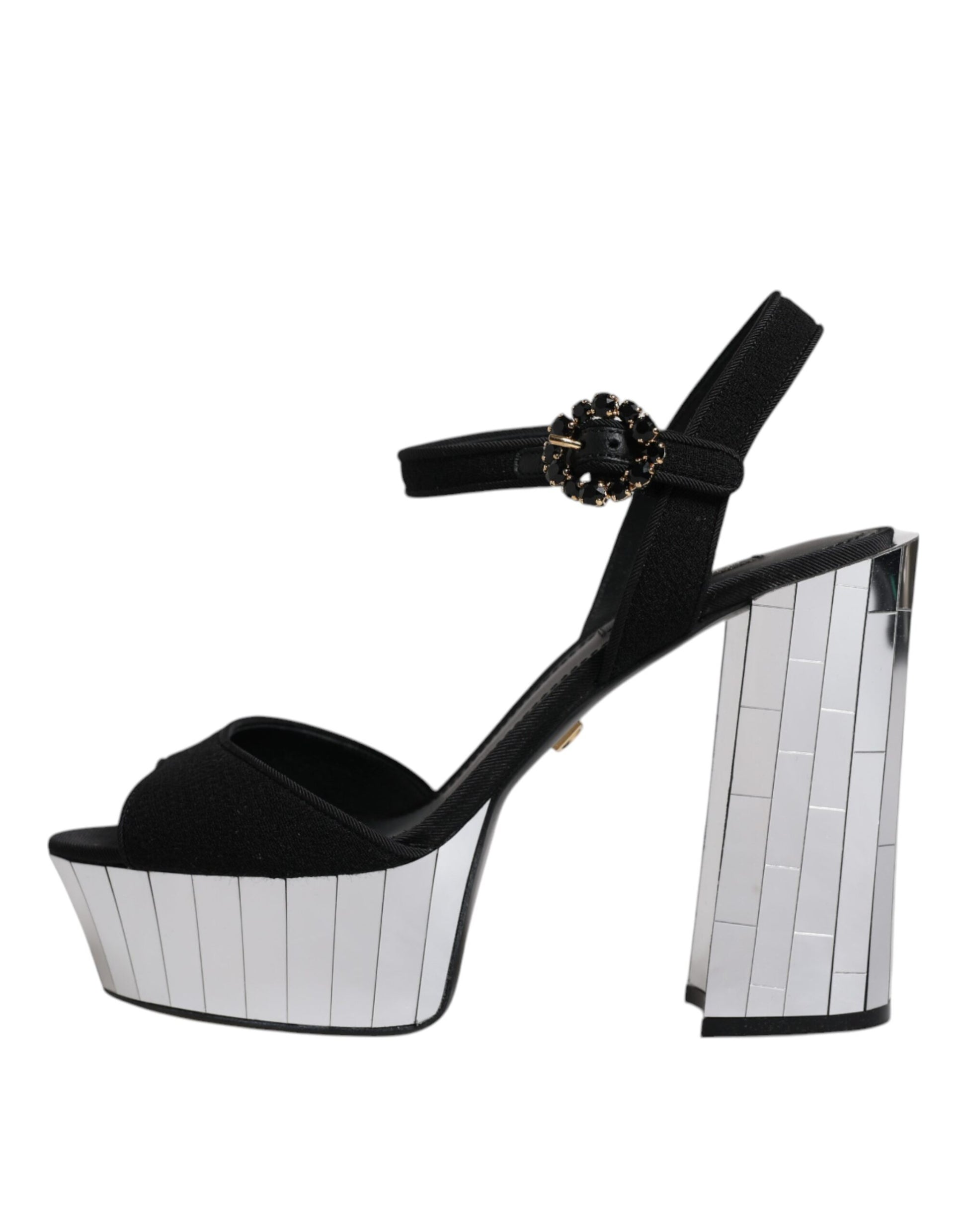 Dolce & Gabbana Black Mirror Heels Platform Sandals Shoes by Dolce & Gabbana