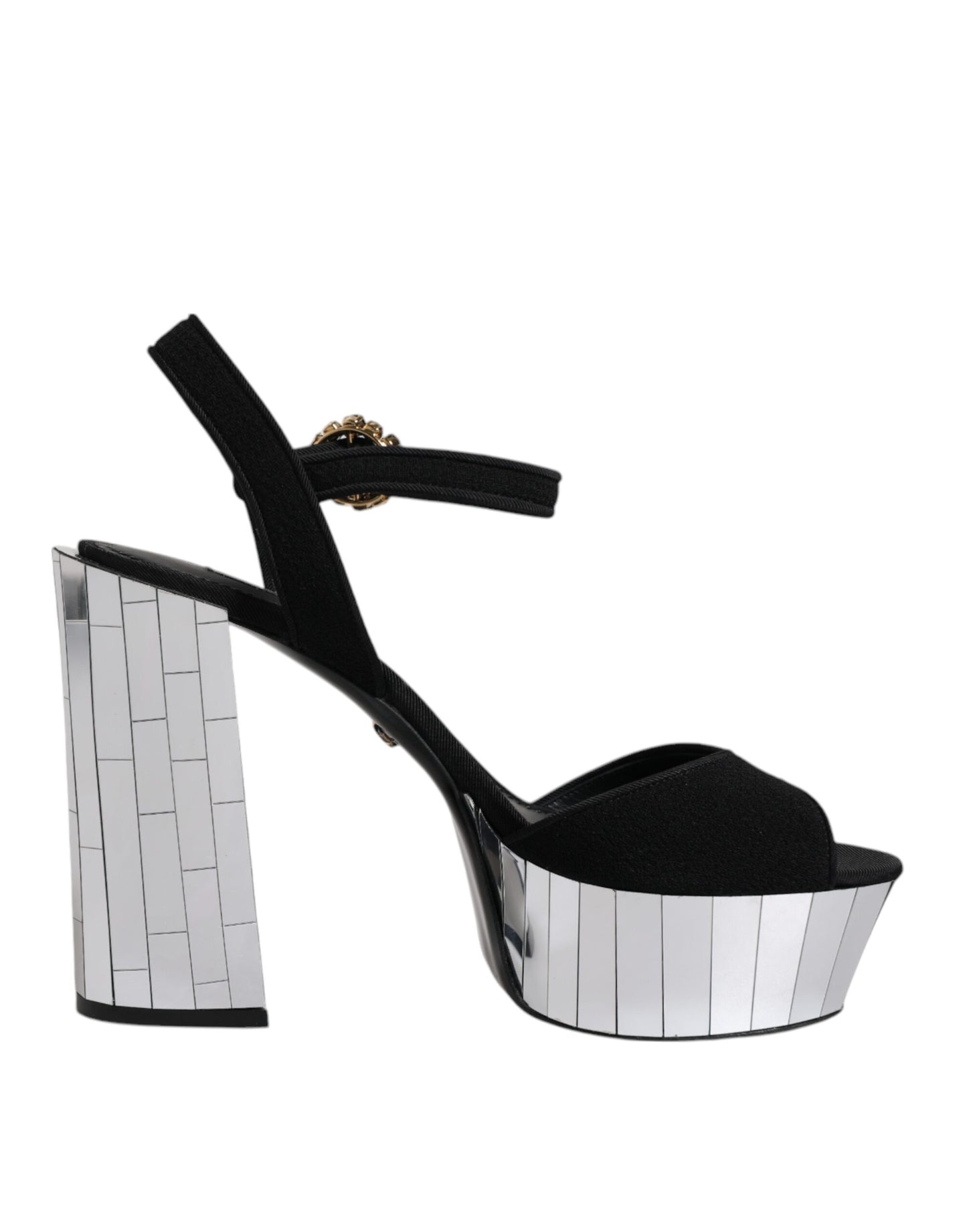 Dolce & Gabbana Black Mirror Heels Platform Sandals Shoes by Dolce & Gabbana
