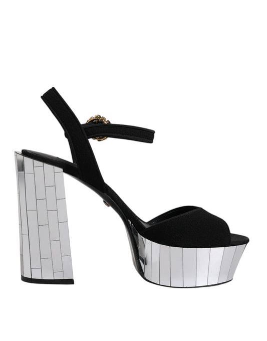 Dolce & Gabbana Black Mirror Heels Platform Sandals Shoes by Dolce & Gabbana