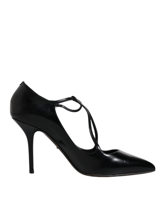 Chaussures à talons aiguilles Dolce &amp; Gabbana en cuir noir à brides en T