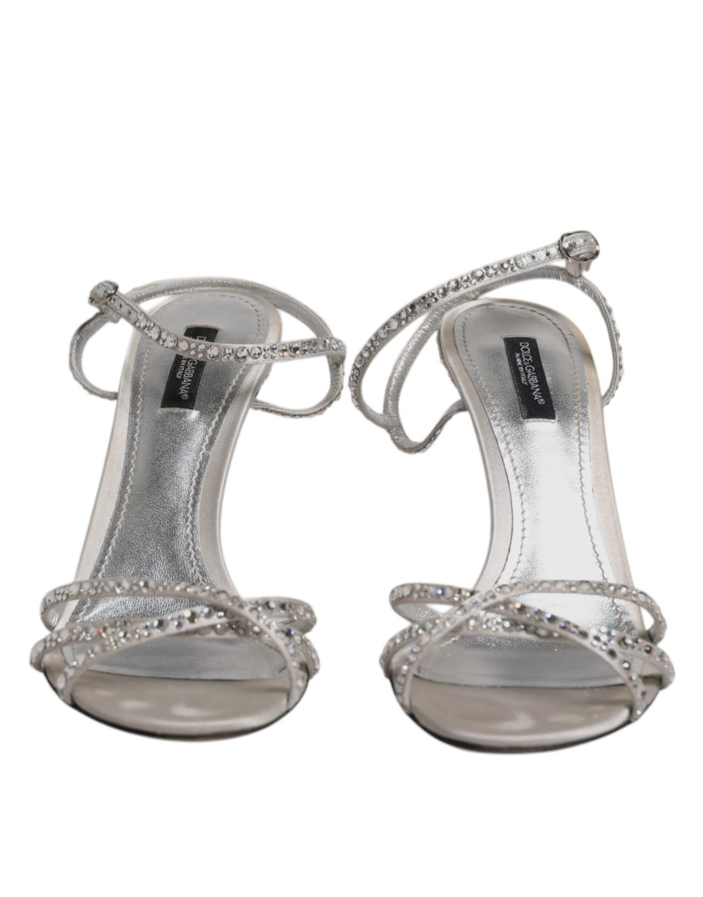 Dolce & Gabbana Silver Crystal Ankle Strap Sandals Shoes by Dolce & Gabbana