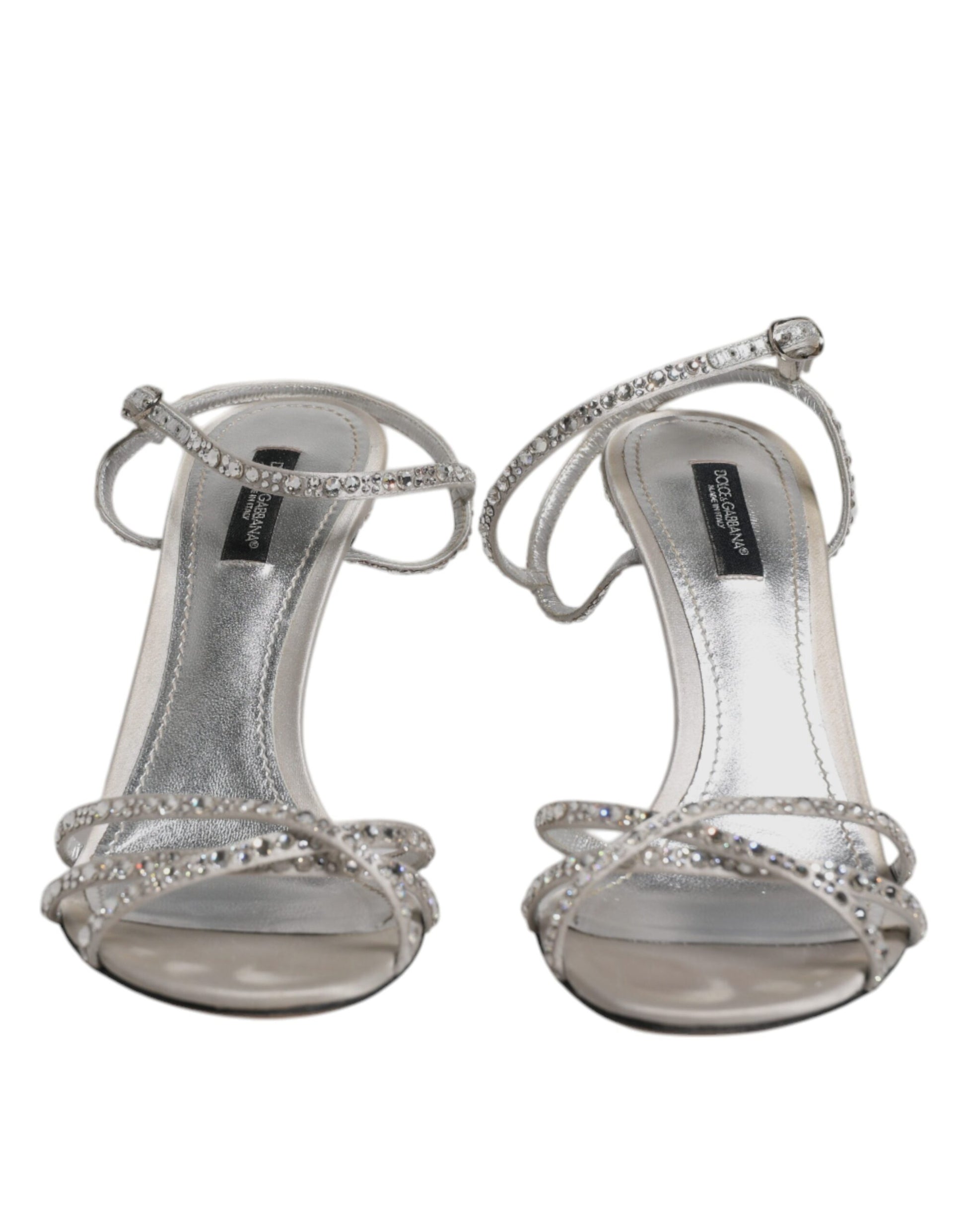 Dolce & Gabbana Silver Crystal Ankle Strap Sandals Shoes by Dolce & Gabbana