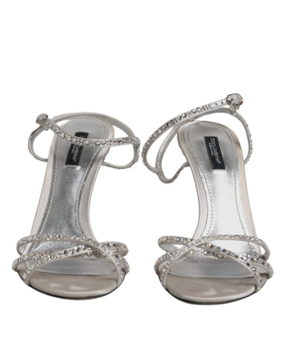 Dolce & Gabbana Silver Crystal Ankle Strap Sandals Shoes by Dolce & Gabbana