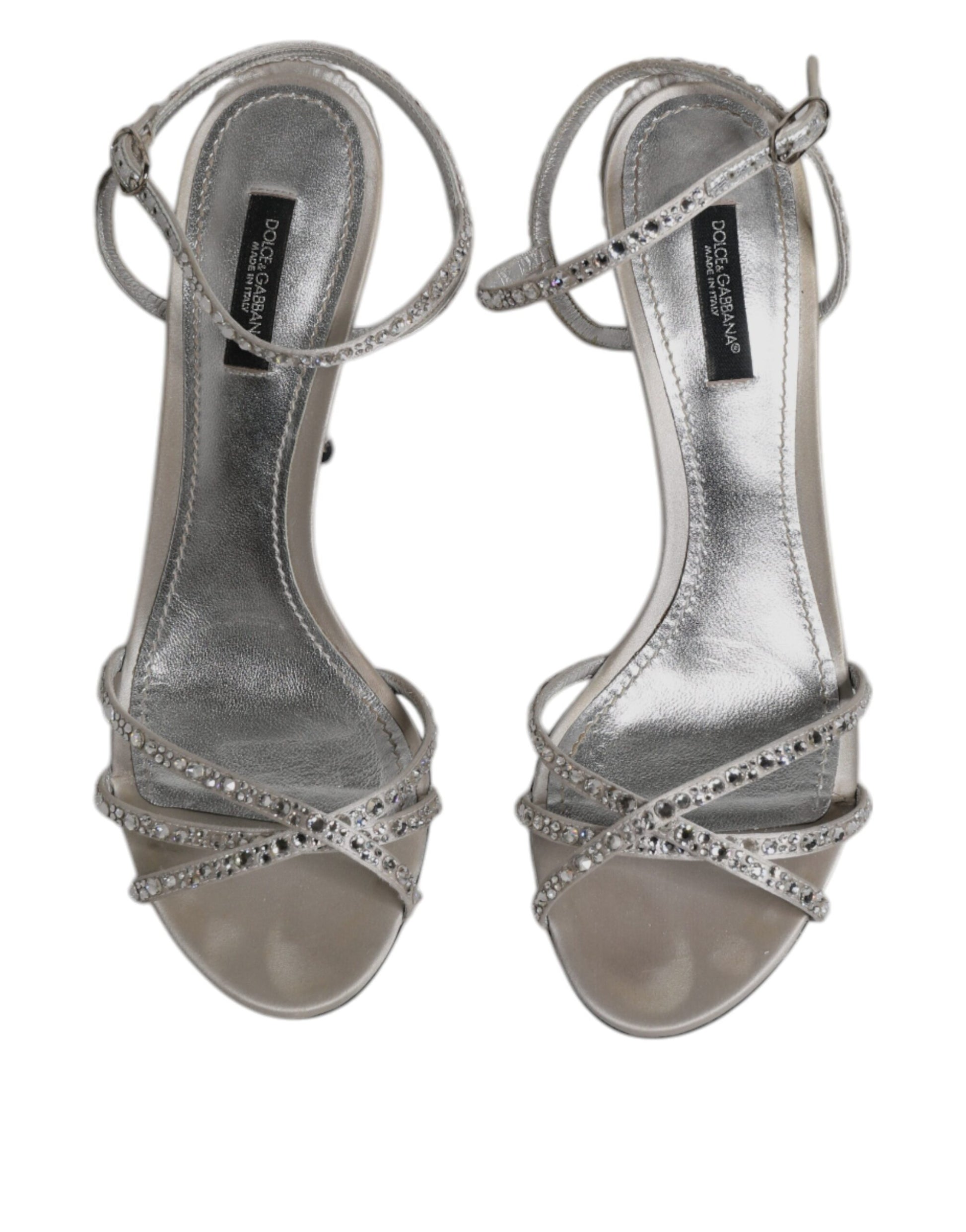 Dolce & Gabbana Silver Crystal Ankle Strap Sandals Shoes by Dolce & Gabbana