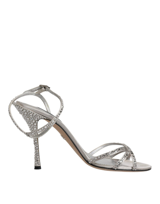 Dolce & Gabbana Silver Crystal Ankle Strap Sandals Shoes by Dolce & Gabbana