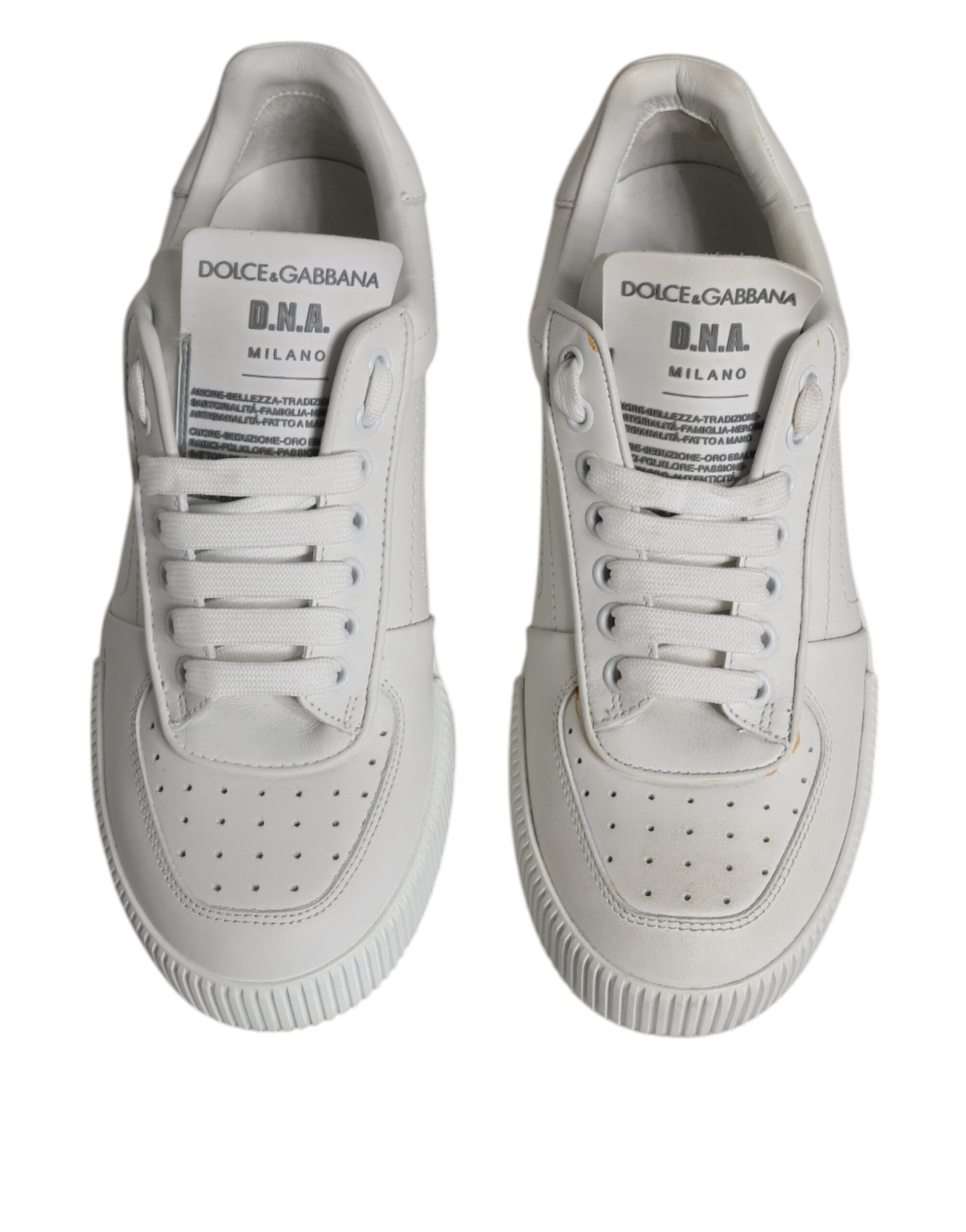Dolce & Gabbana White Miami Leather Low Top Sneakers Shoes by Dolce & Gabbana