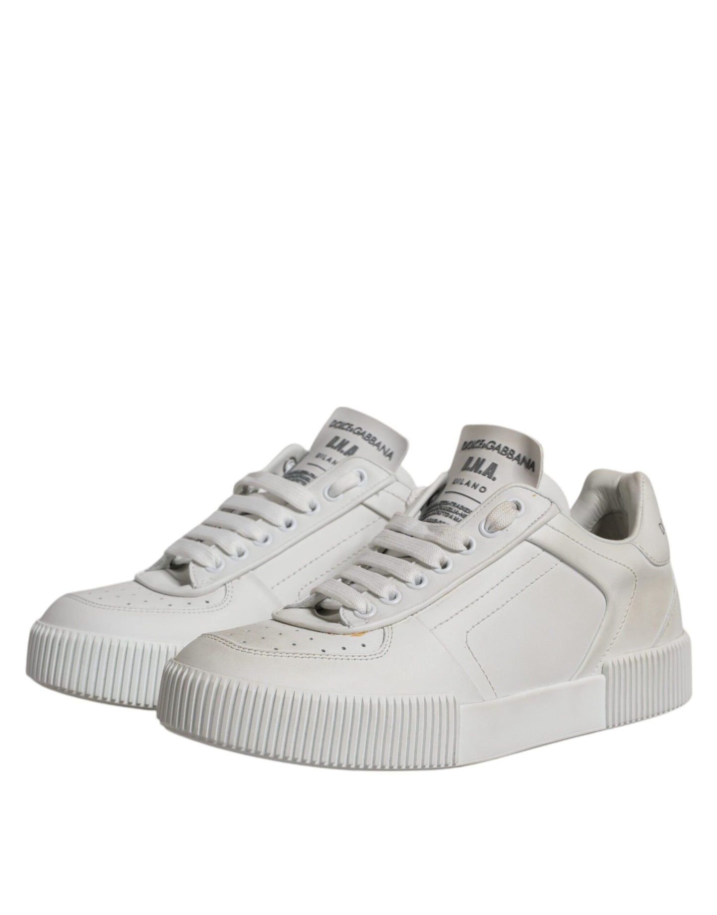Dolce & Gabbana White Miami Leather Low Top Sneakers Shoes by Dolce & Gabbana