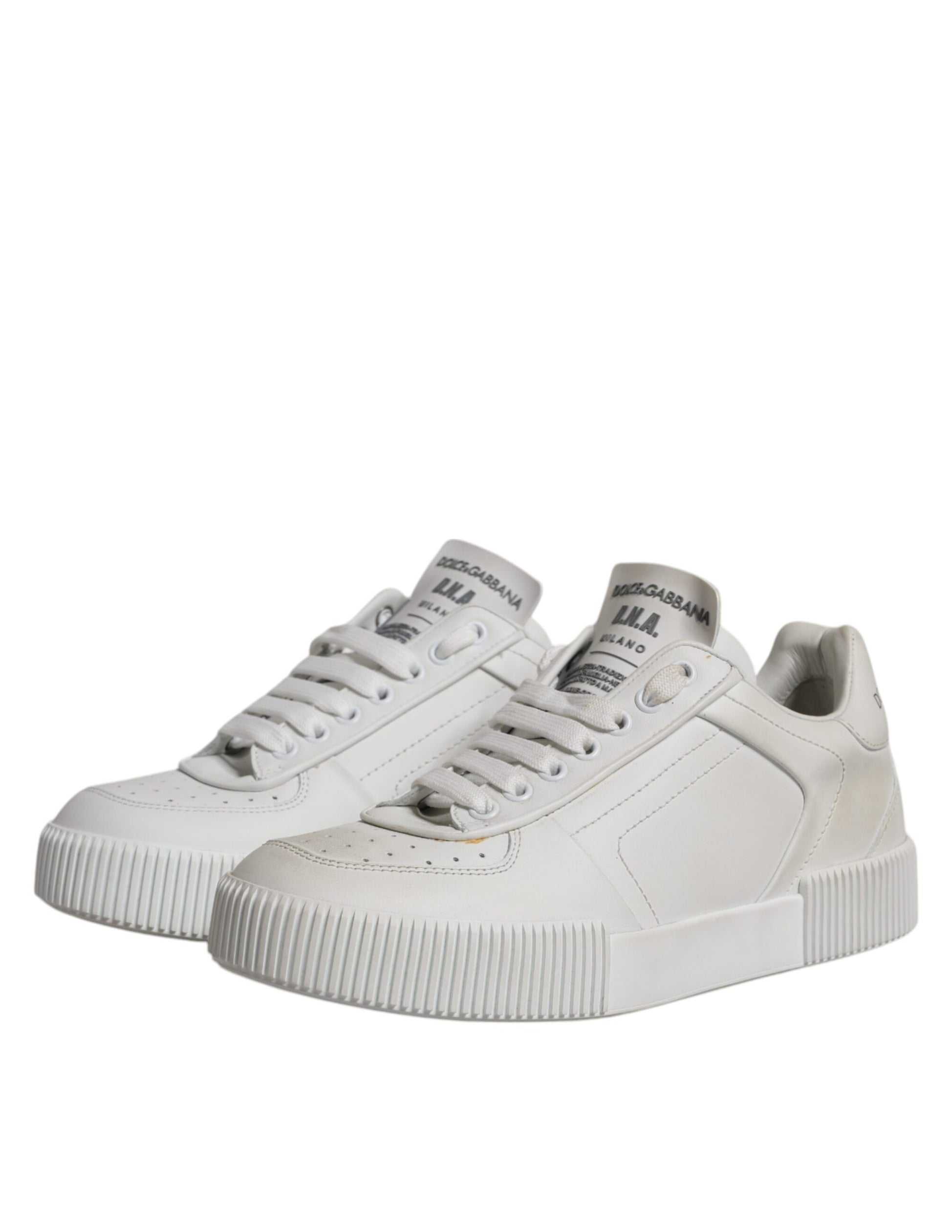 Dolce & Gabbana White Miami Leather Low Top Sneakers Shoes by Dolce & Gabbana