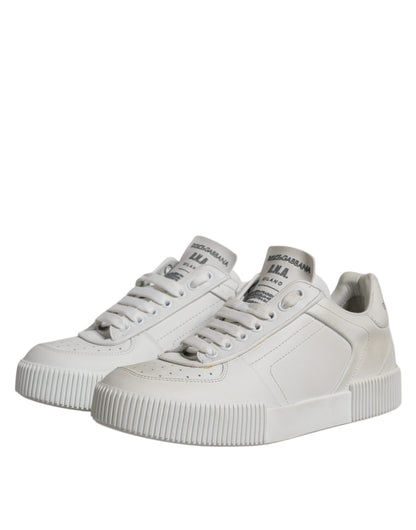 Dolce & Gabbana White Miami Leather Low Top Sneakers Shoes by Dolce & Gabbana