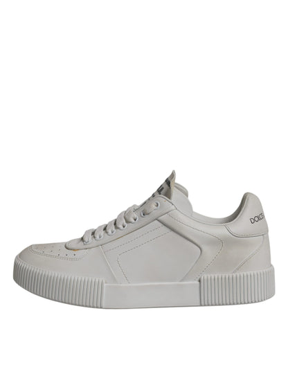 Dolce & Gabbana White Miami Leather Low Top Sneakers Shoes by Dolce & Gabbana