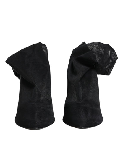 Dolce & Gabbana Black Silk Stretch Mesh Sock Boots Shoes by Dolce & Gabbana