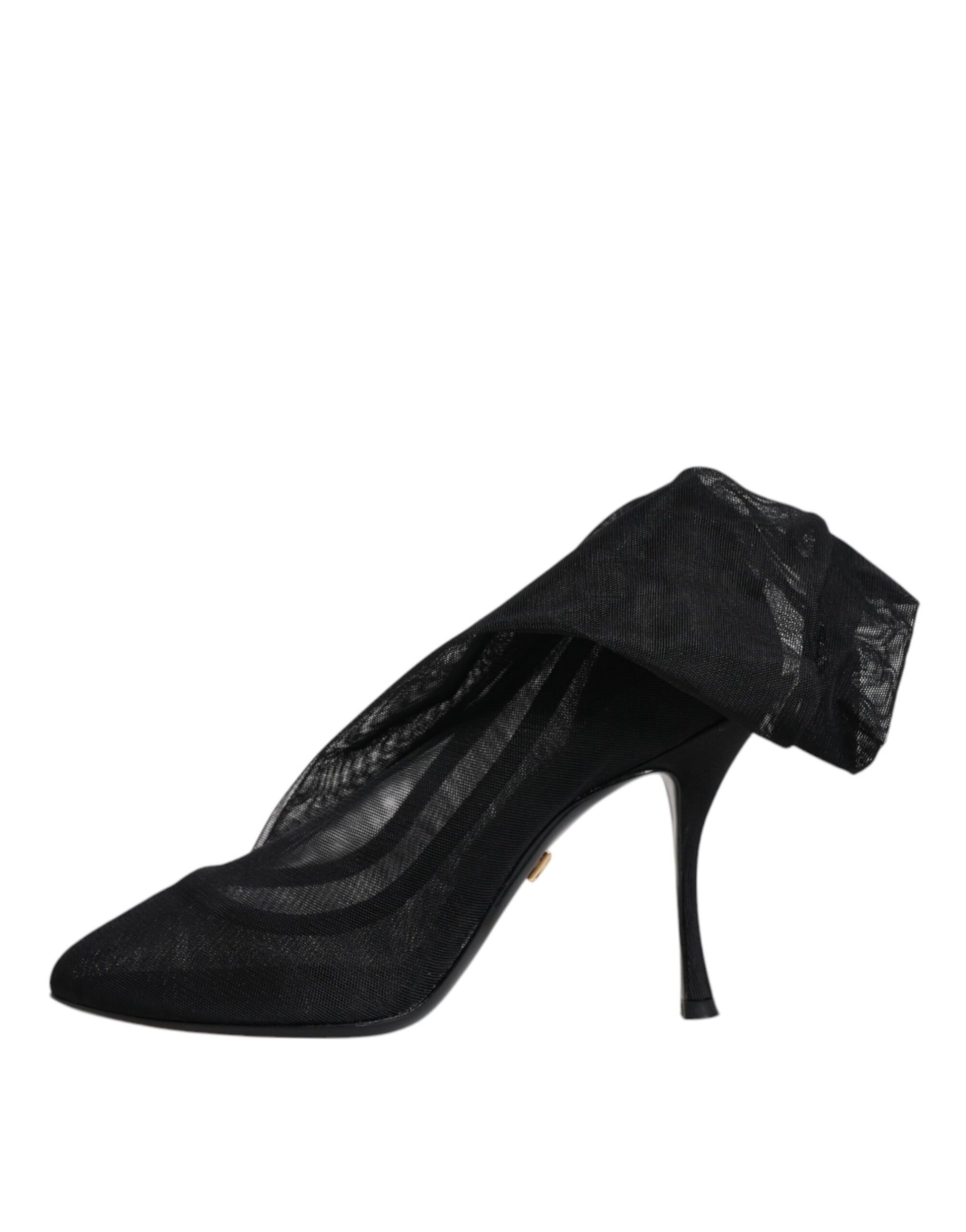 Dolce & Gabbana Black Silk Stretch Mesh Sock Boots Shoes by Dolce & Gabbana