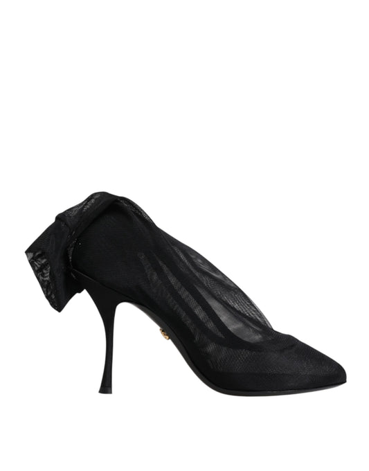 Dolce & Gabbana Black Silk Stretch Mesh Sock Boots Shoes by Dolce & Gabbana