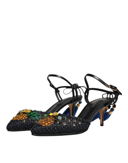 Dolce & Gabbana Black Pineapple Bellucci Heels Sandals Shoes by Dolce & Gabbana