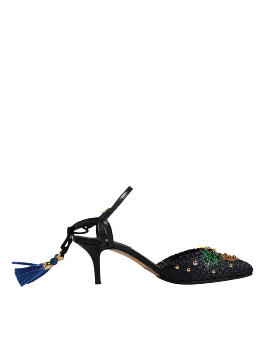Dolce & Gabbana Black Pineapple Bellucci Heels Sandals Shoes by Dolce & Gabbana