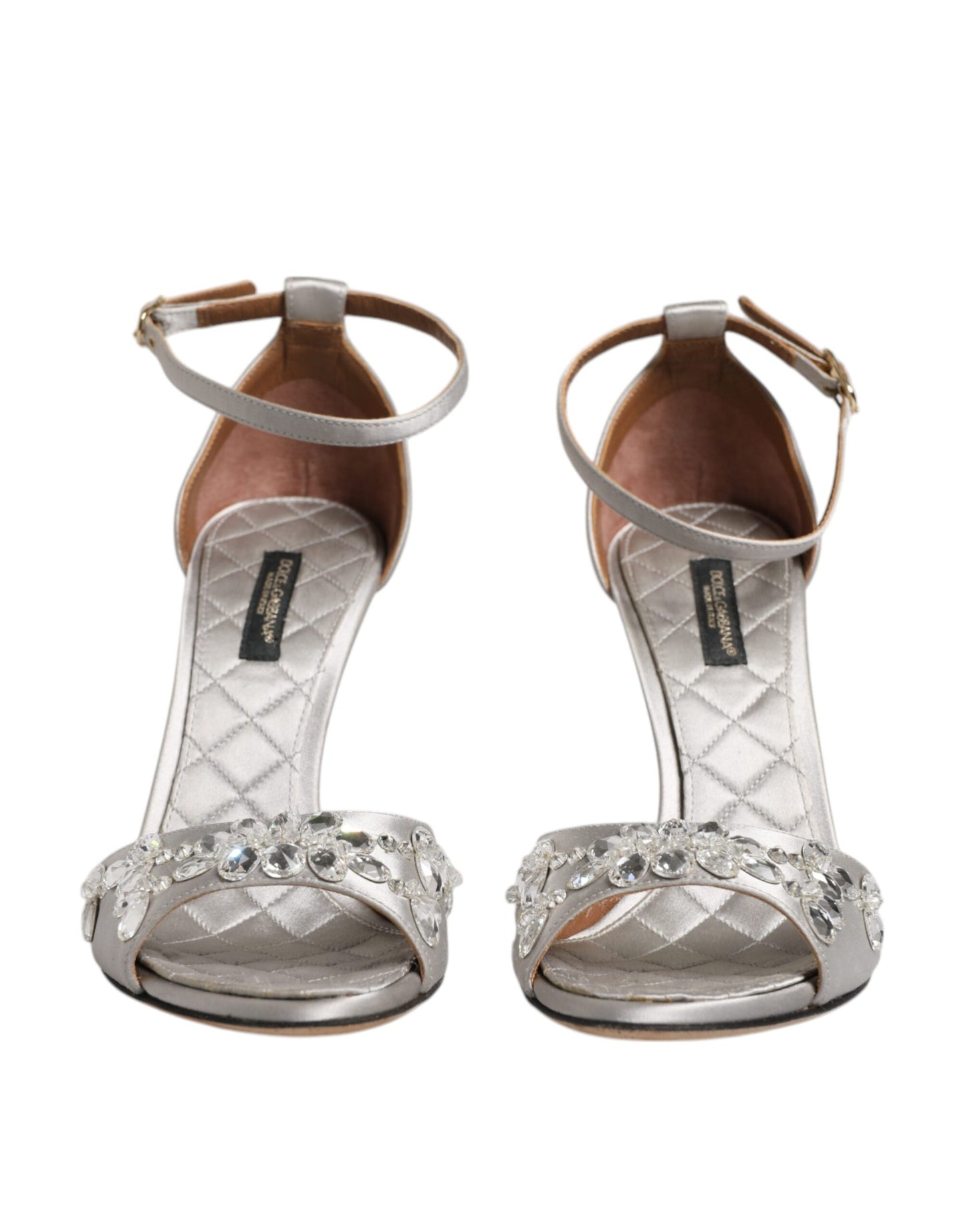 Dolce & Gabbana Silver Ankle Strap Crystal Sandals Shoes by Dolce & Gabbana