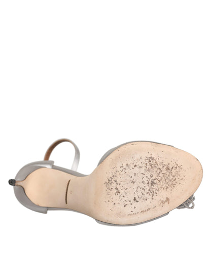 Dolce & Gabbana Silver Ankle Strap Crystal Sandals Shoes by Dolce & Gabbana