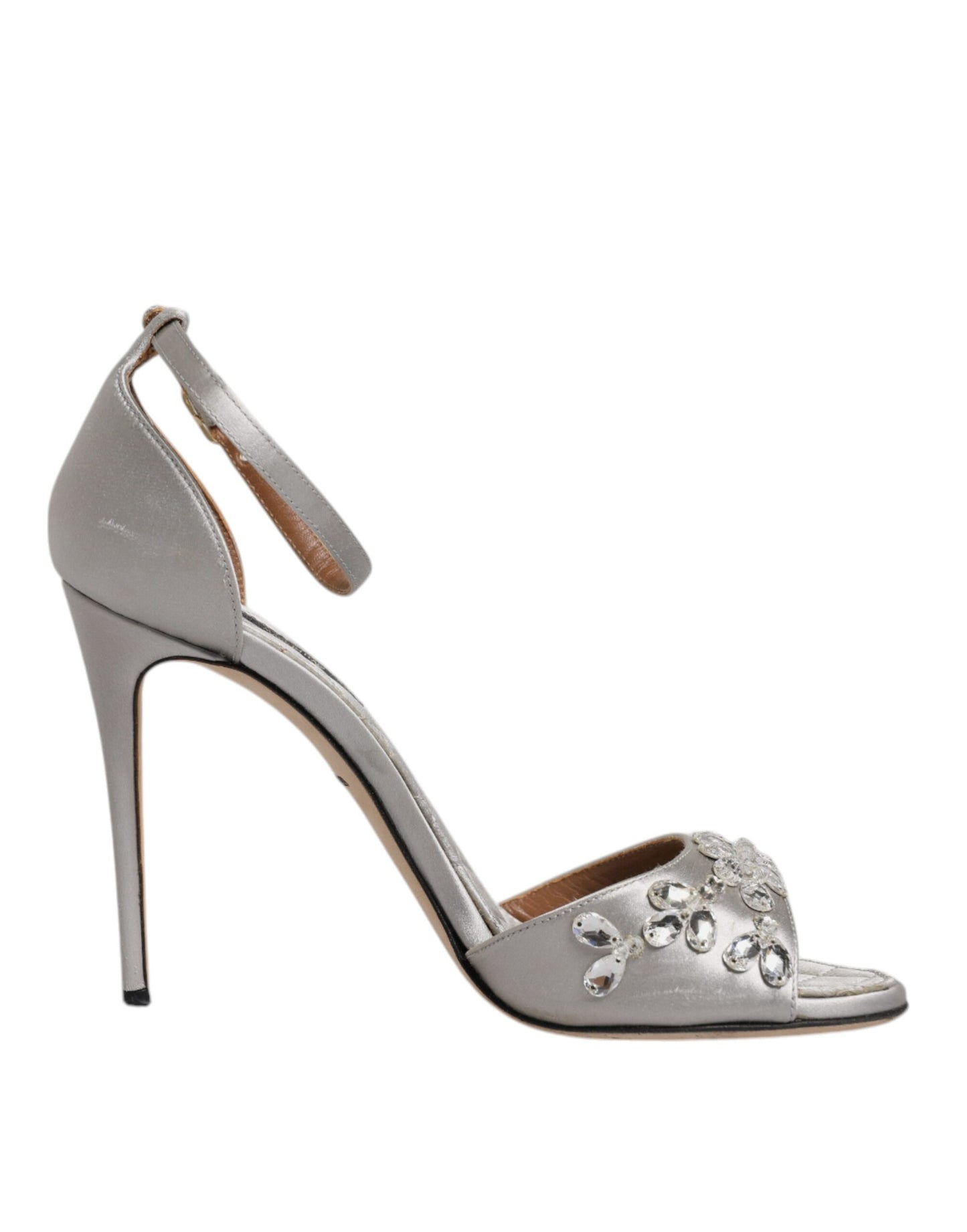Dolce & Gabbana Silver Ankle Strap Crystal Sandals Shoes by Dolce & Gabbana