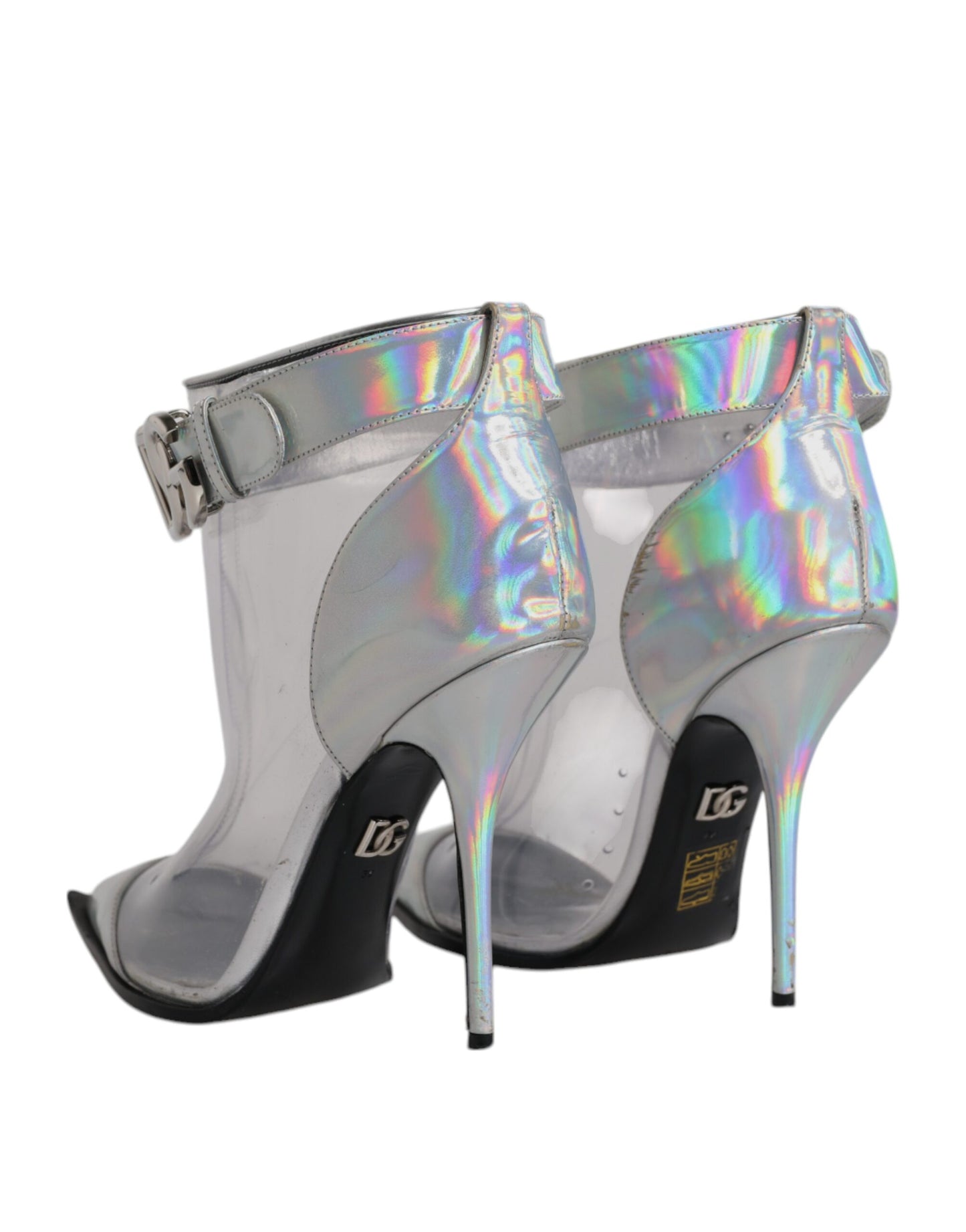 Dolce & Gabbana Silver Iridescent Pointed Short Boots Shoes by Dolce & Gabbana
