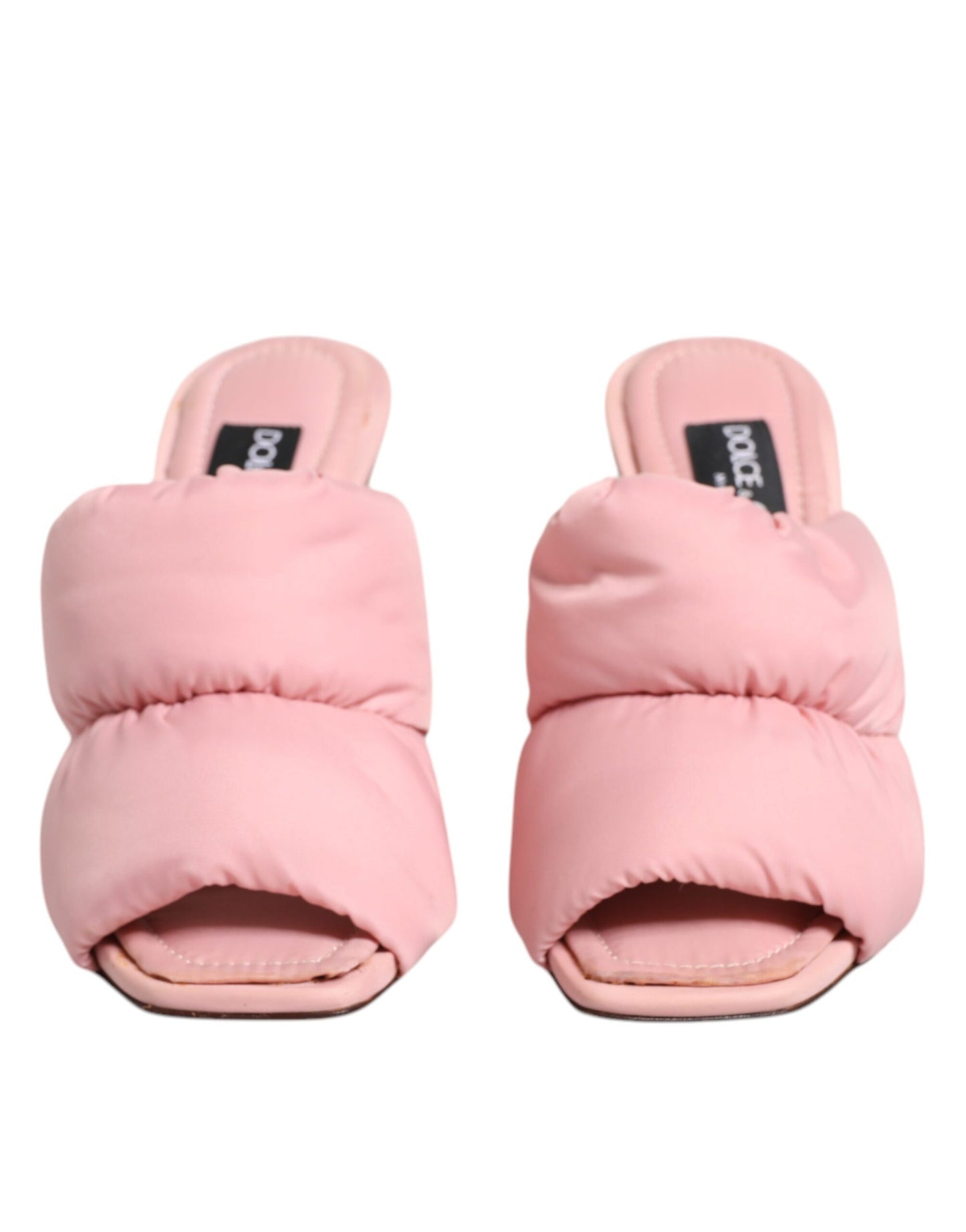 Dolce & Gabbana Pink Quilted DG Heel Slide Sandals Shoes by Dolce & Gabbana