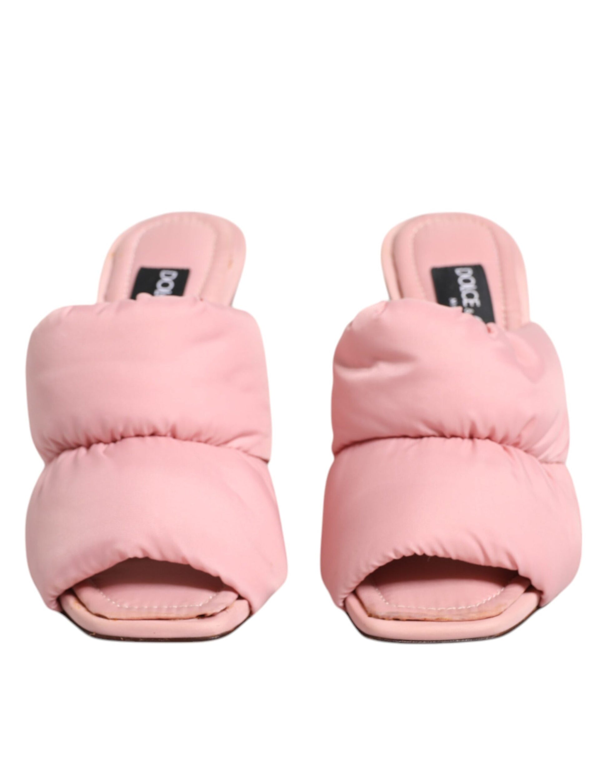 Dolce & Gabbana Pink Quilted DG Heel Slide Sandals Shoes by Dolce & Gabbana