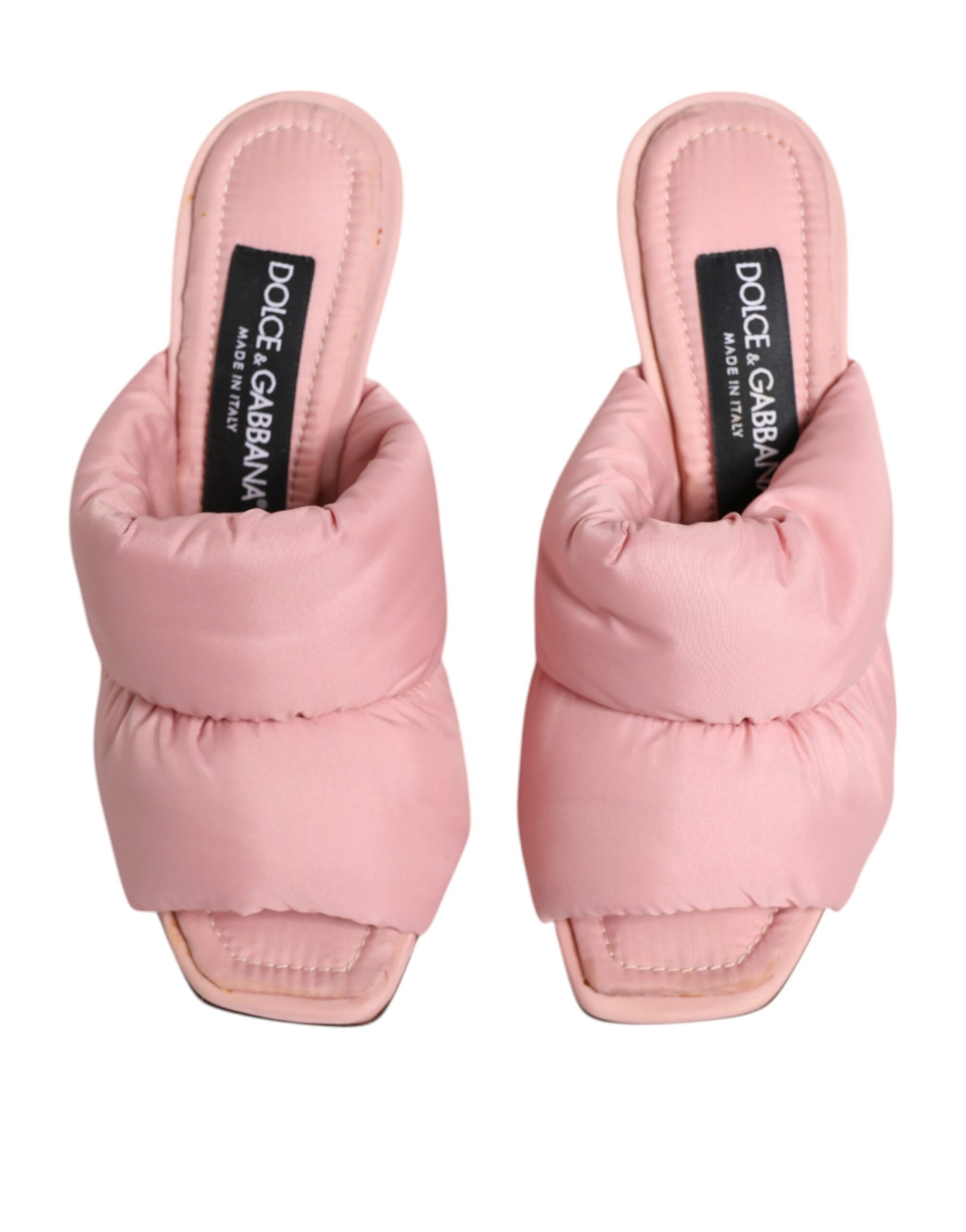 Dolce & Gabbana Pink Quilted DG Heel Slide Sandals Shoes by Dolce & Gabbana