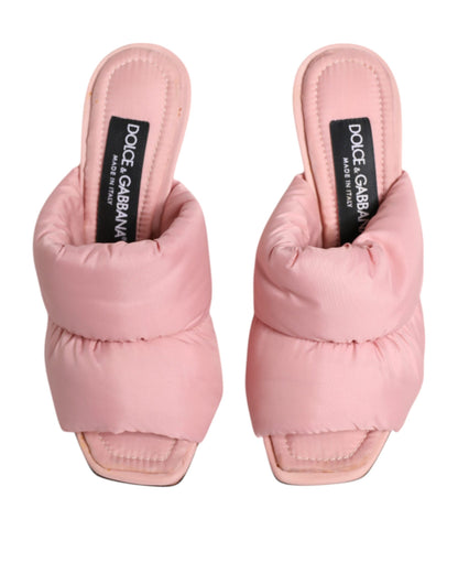 Dolce & Gabbana Pink Quilted DG Heel Slide Sandals Shoes by Dolce & Gabbana