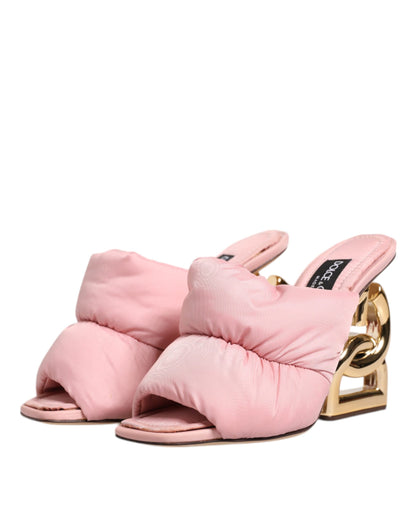Dolce & Gabbana Pink Quilted DG Heel Slide Sandals Shoes by Dolce & Gabbana
