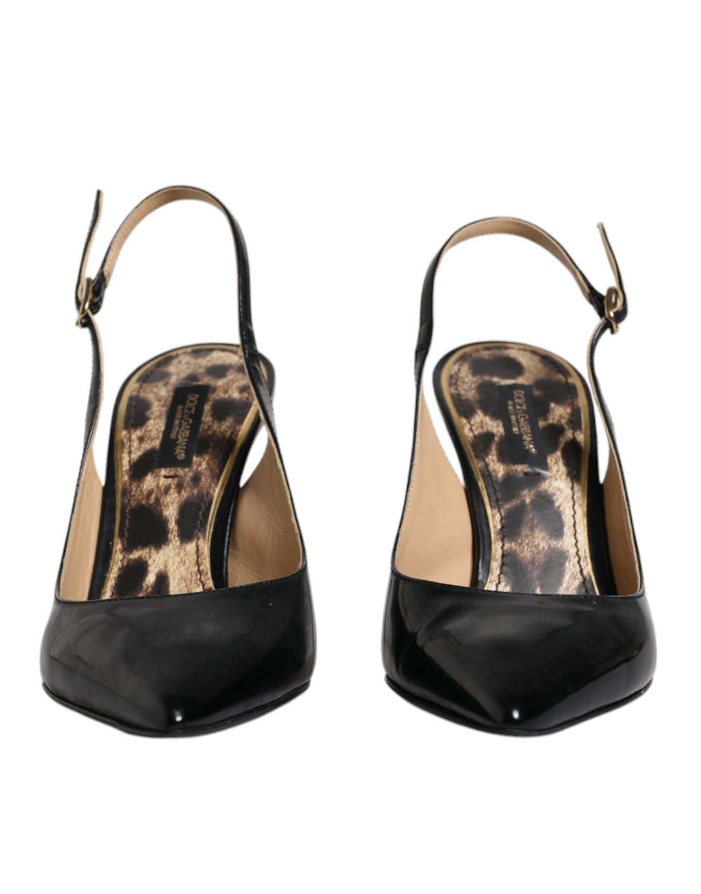 Chaussures à talons hauts et brides arrière en cuir noir Dolce &amp; Gabbana
