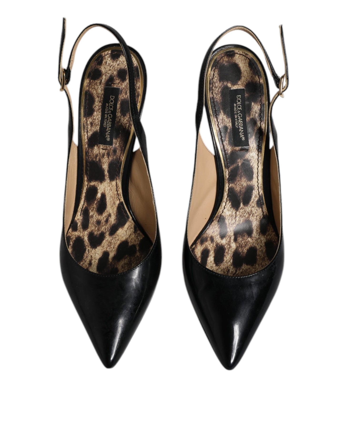 Chaussures à talons hauts et brides arrière en cuir noir Dolce &amp; Gabbana