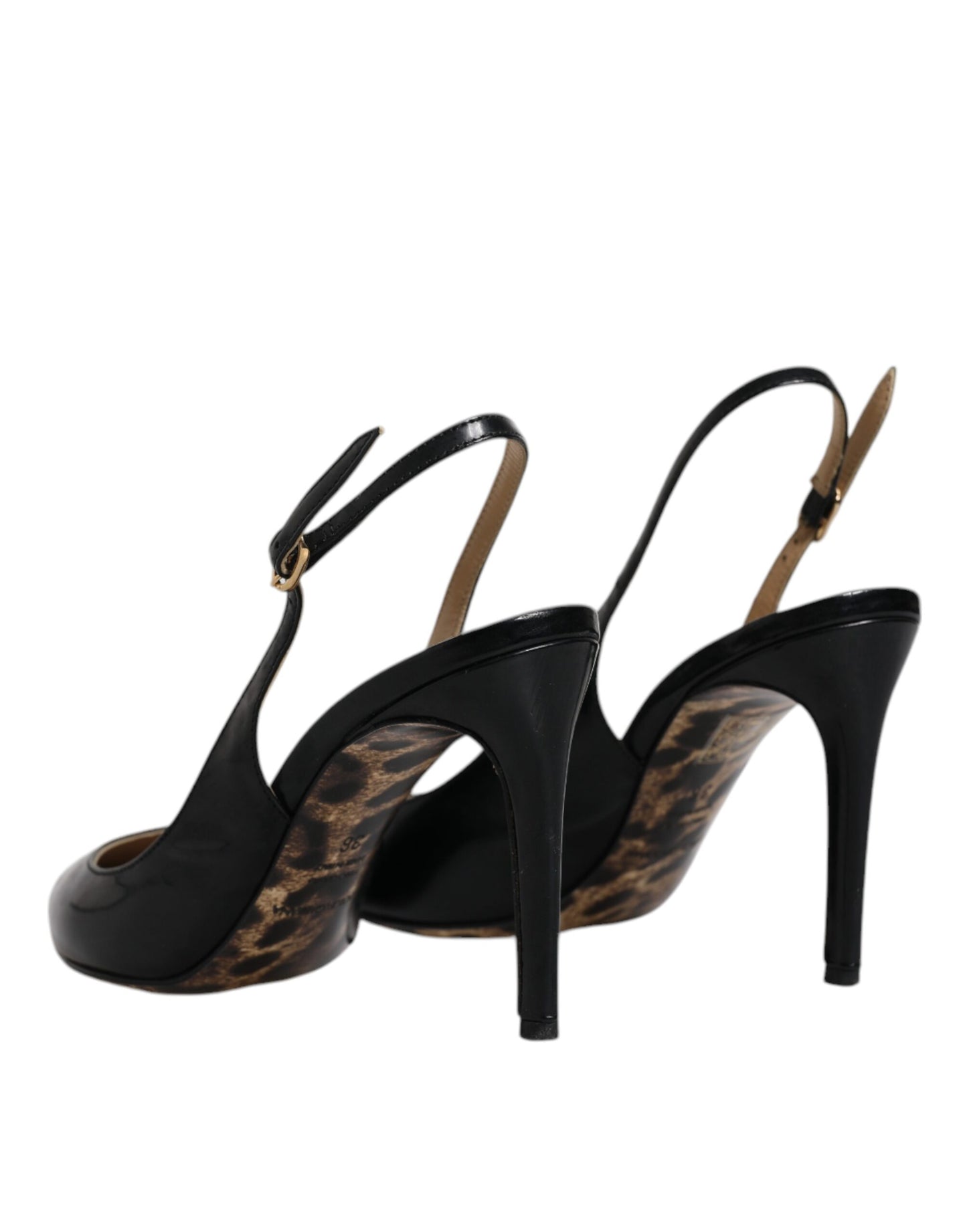 Chaussures à talons hauts et brides arrière en cuir noir Dolce &amp; Gabbana