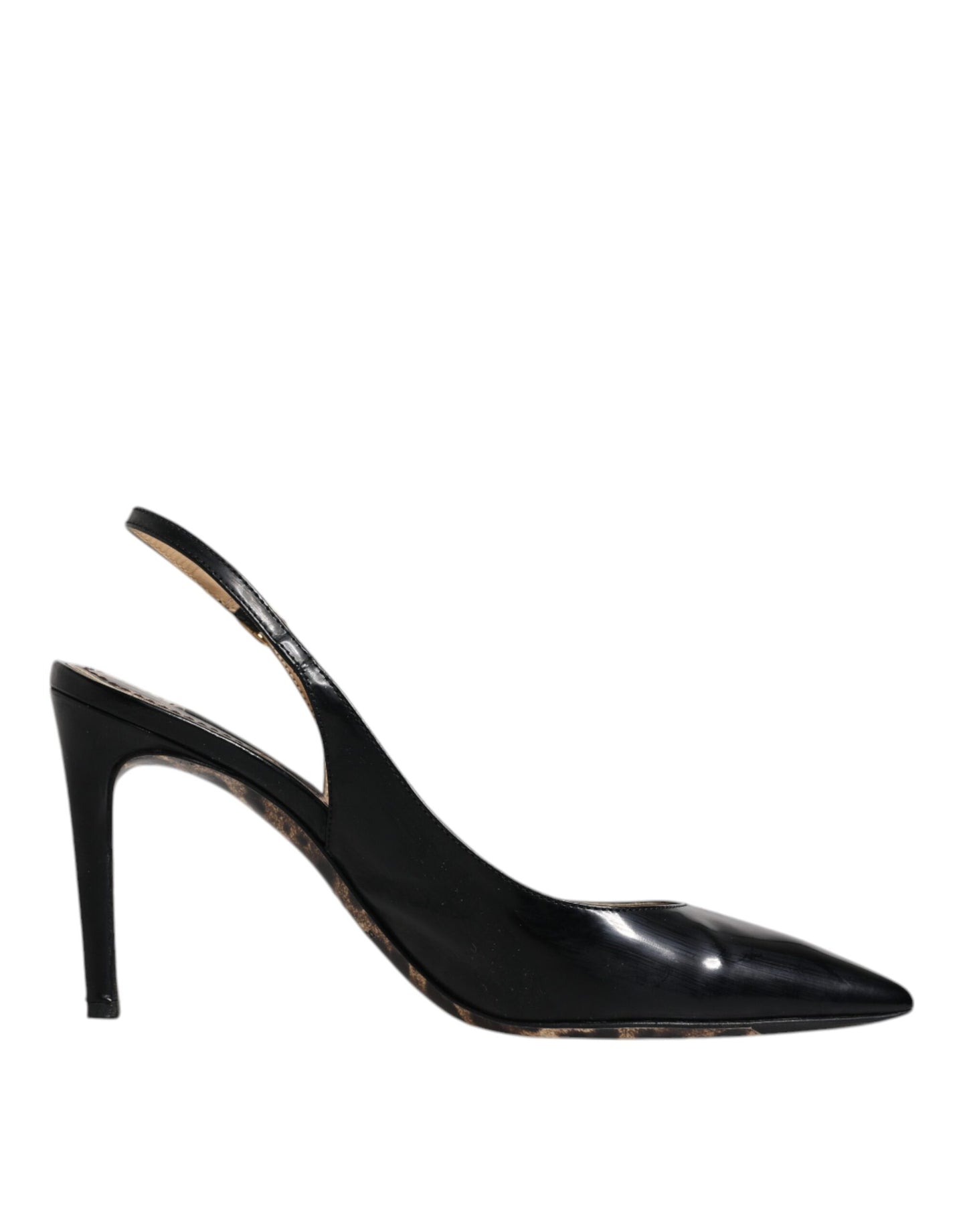 Chaussures à talons hauts et brides arrière en cuir noir Dolce &amp; Gabbana