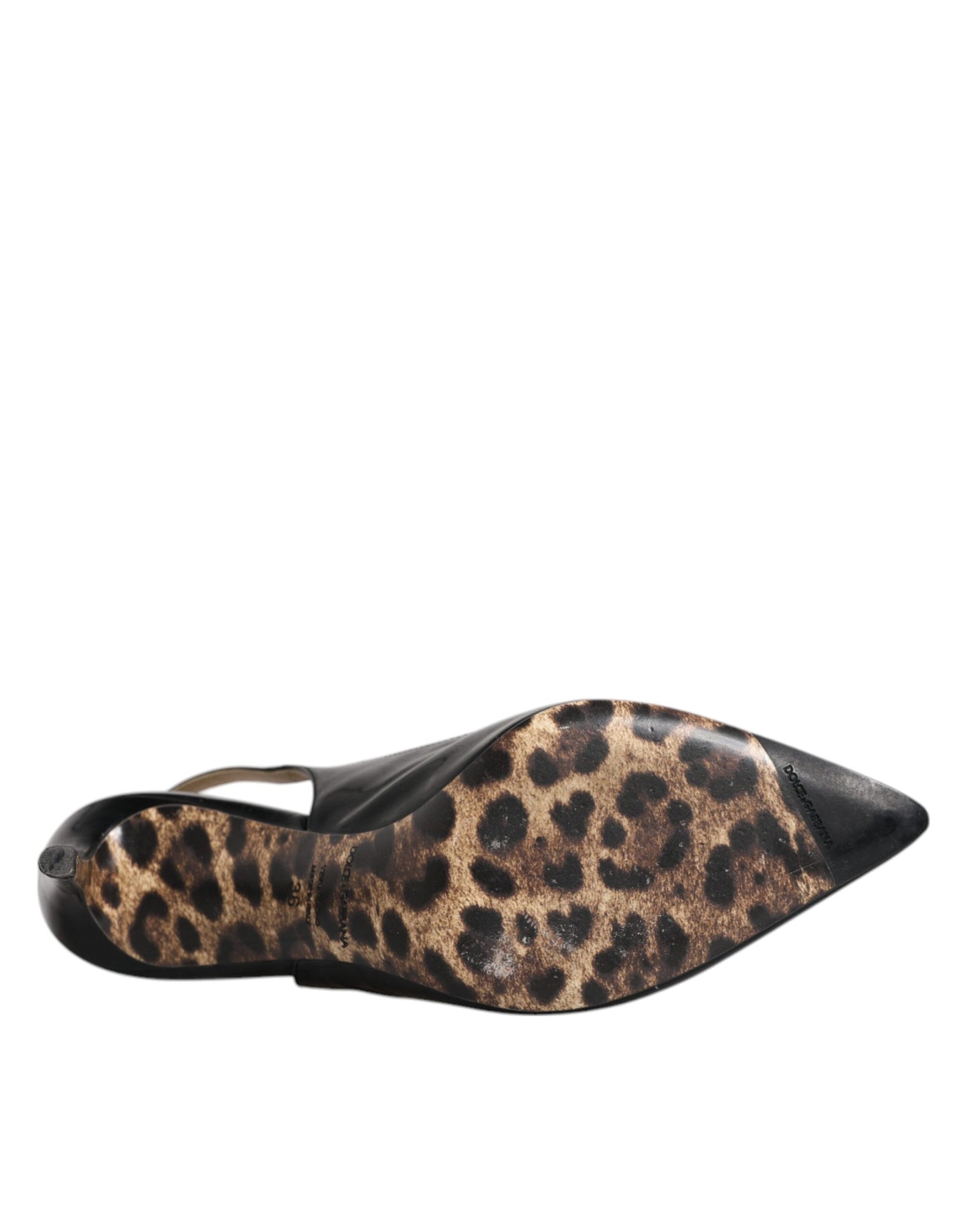 Chaussures à talons hauts et brides arrière en cuir noir Dolce &amp; Gabbana
