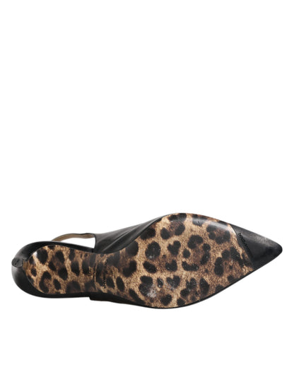 Chaussures à talons hauts et brides arrière en cuir noir Dolce &amp; Gabbana