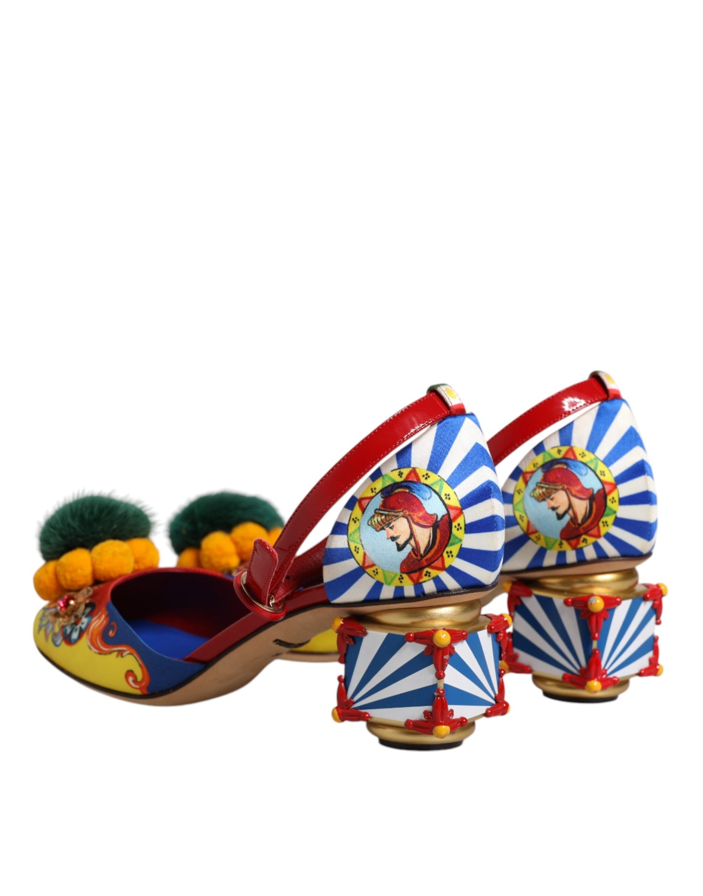 Dolce & Gabbana Multicolor Carretto Crystal Fur Sandals Shoes by Dolce & Gabbana