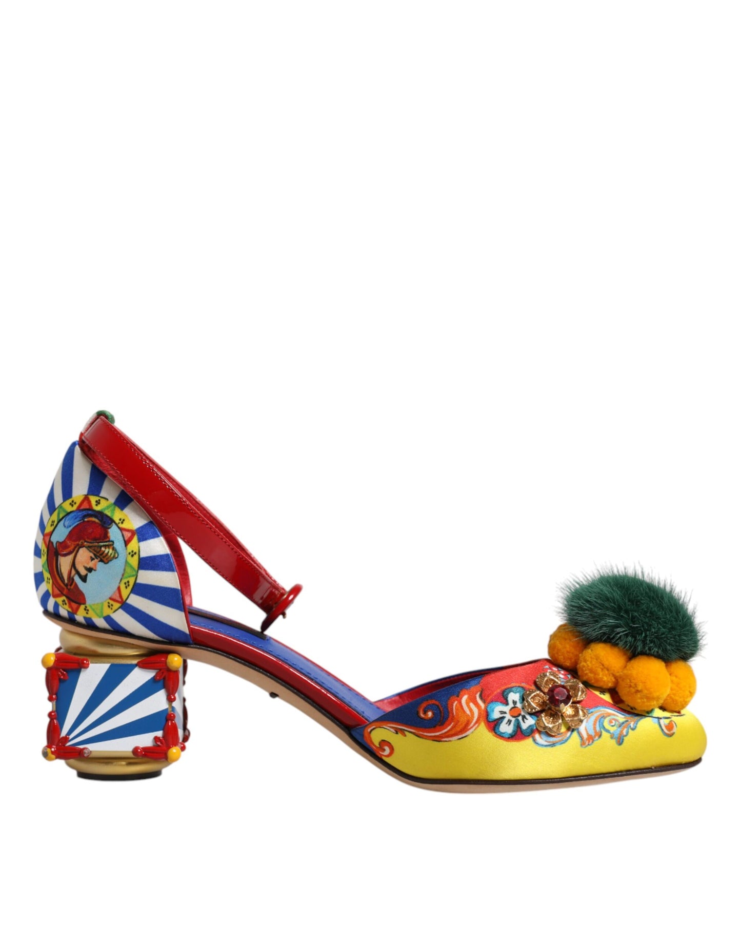 Dolce & Gabbana Multicolor Carretto Crystal Fur Sandals Shoes by Dolce & Gabbana
