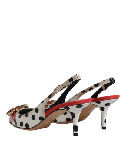 Dolce & Gabbana Multicolor Leather Crystal Heels Slingback Shoes by Dolce & Gabbana