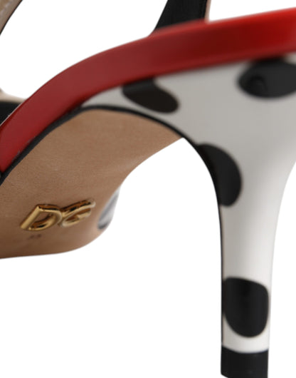 Dolce & Gabbana Multicolor Leather Crystal Heels Slingback Shoes by Dolce & Gabbana