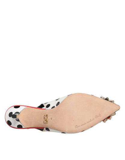 Dolce & Gabbana Multicolor Leather Crystal Heels Slingback Shoes by Dolce & Gabbana