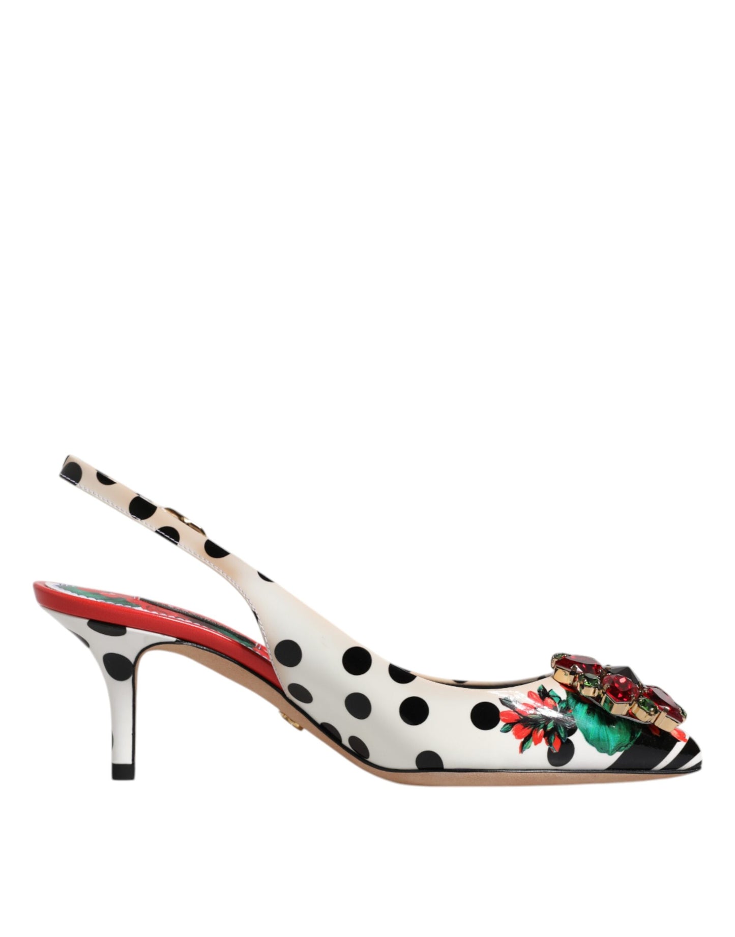 Dolce & Gabbana Multicolor Leather Crystal Heels Slingback Shoes by Dolce & Gabbana