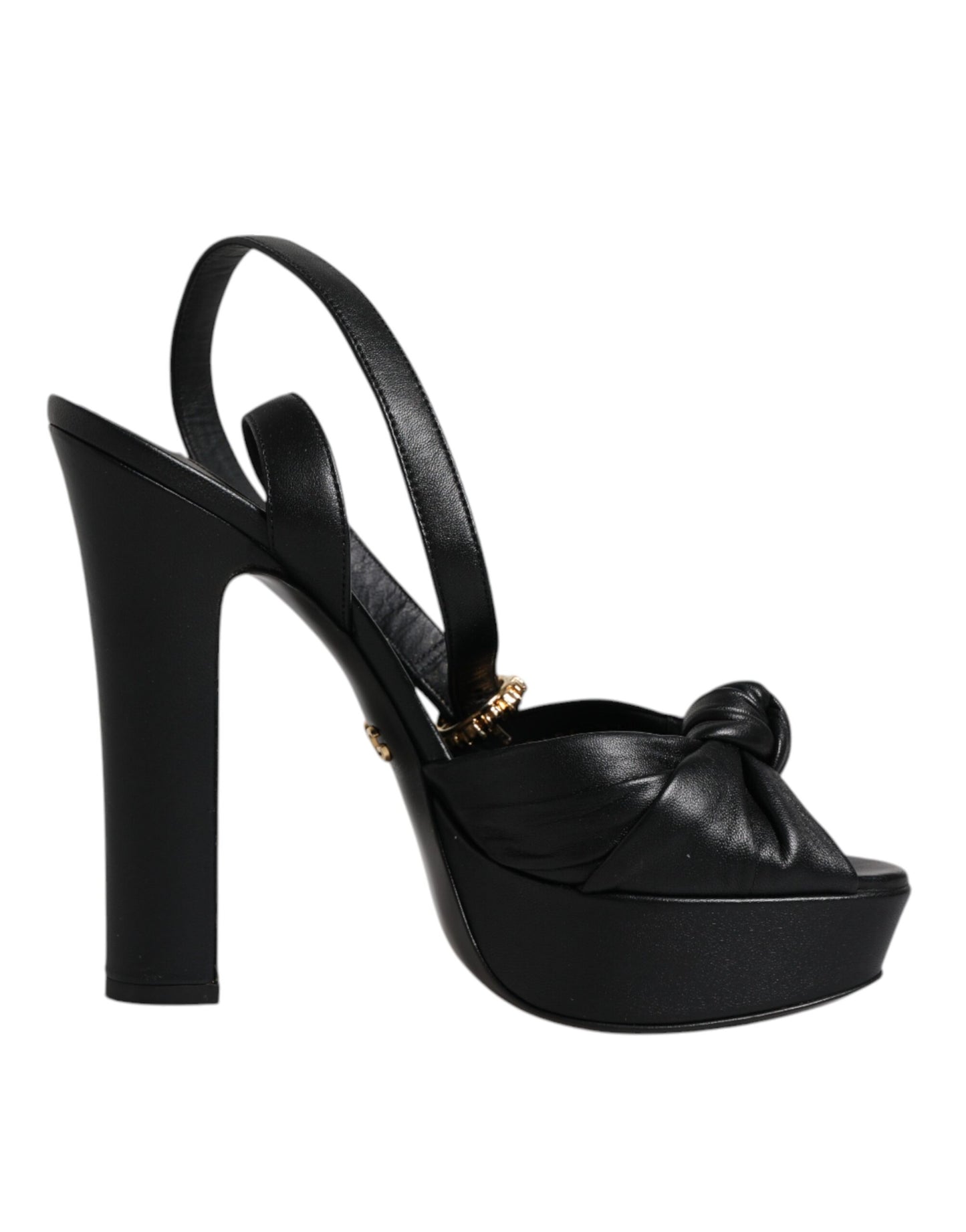 Dolce & Gabbana Black Leather Platform Heels Sandals Shoes by Dolce & Gabbana