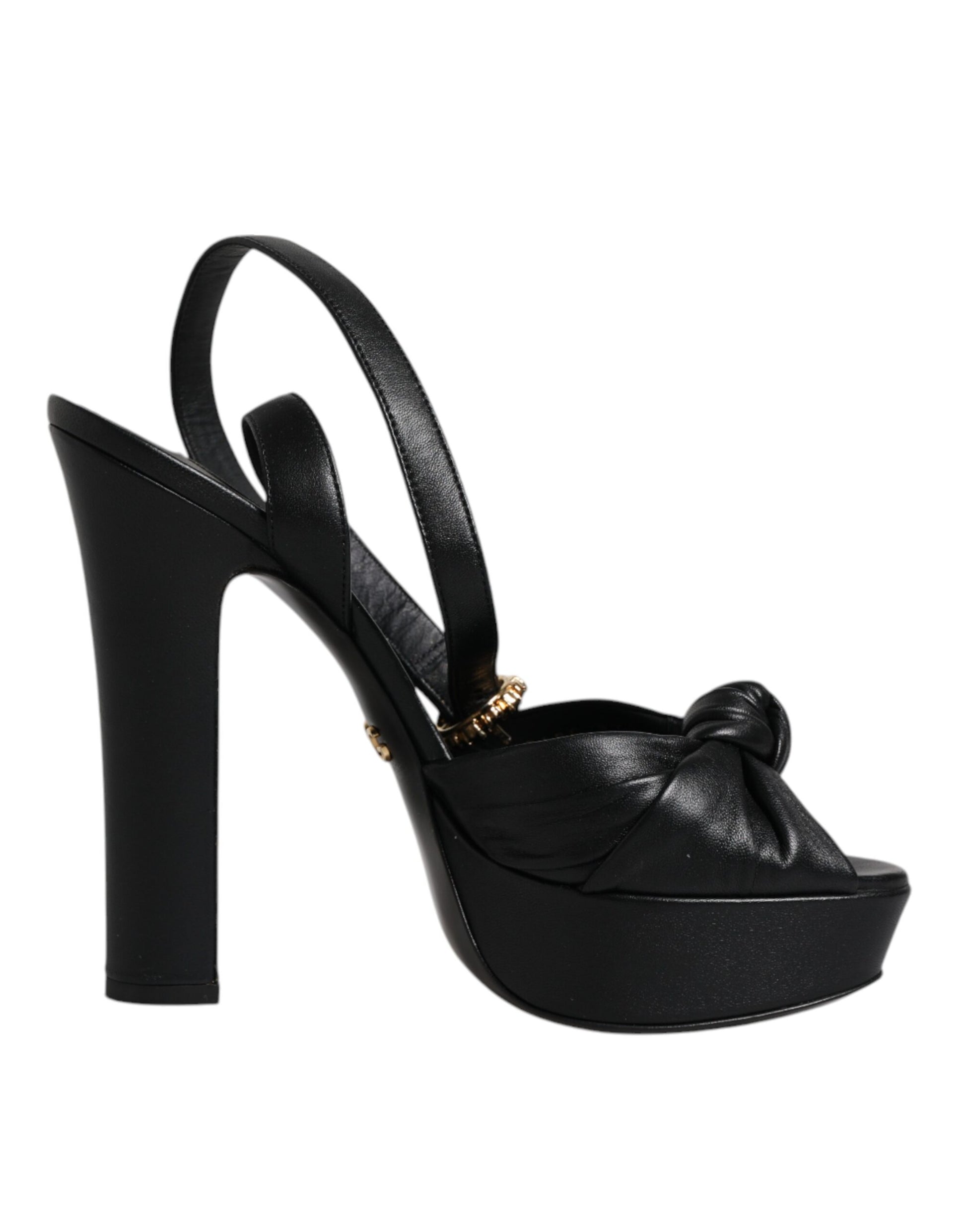 Dolce & Gabbana Black Leather Platform Heels Sandals Shoes by Dolce & Gabbana