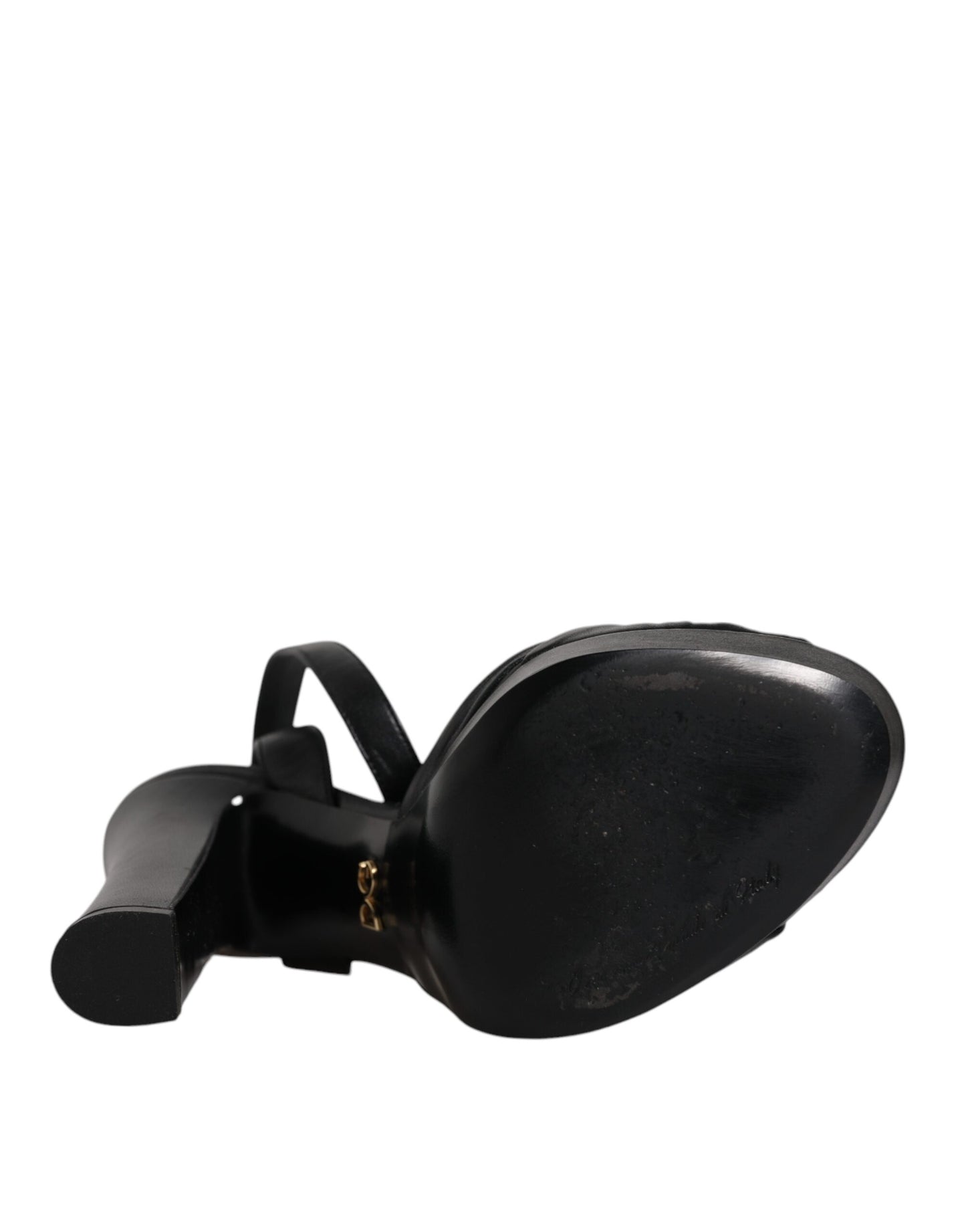 Dolce & Gabbana Black Leather Platform Heels Sandals Shoes by Dolce & Gabbana