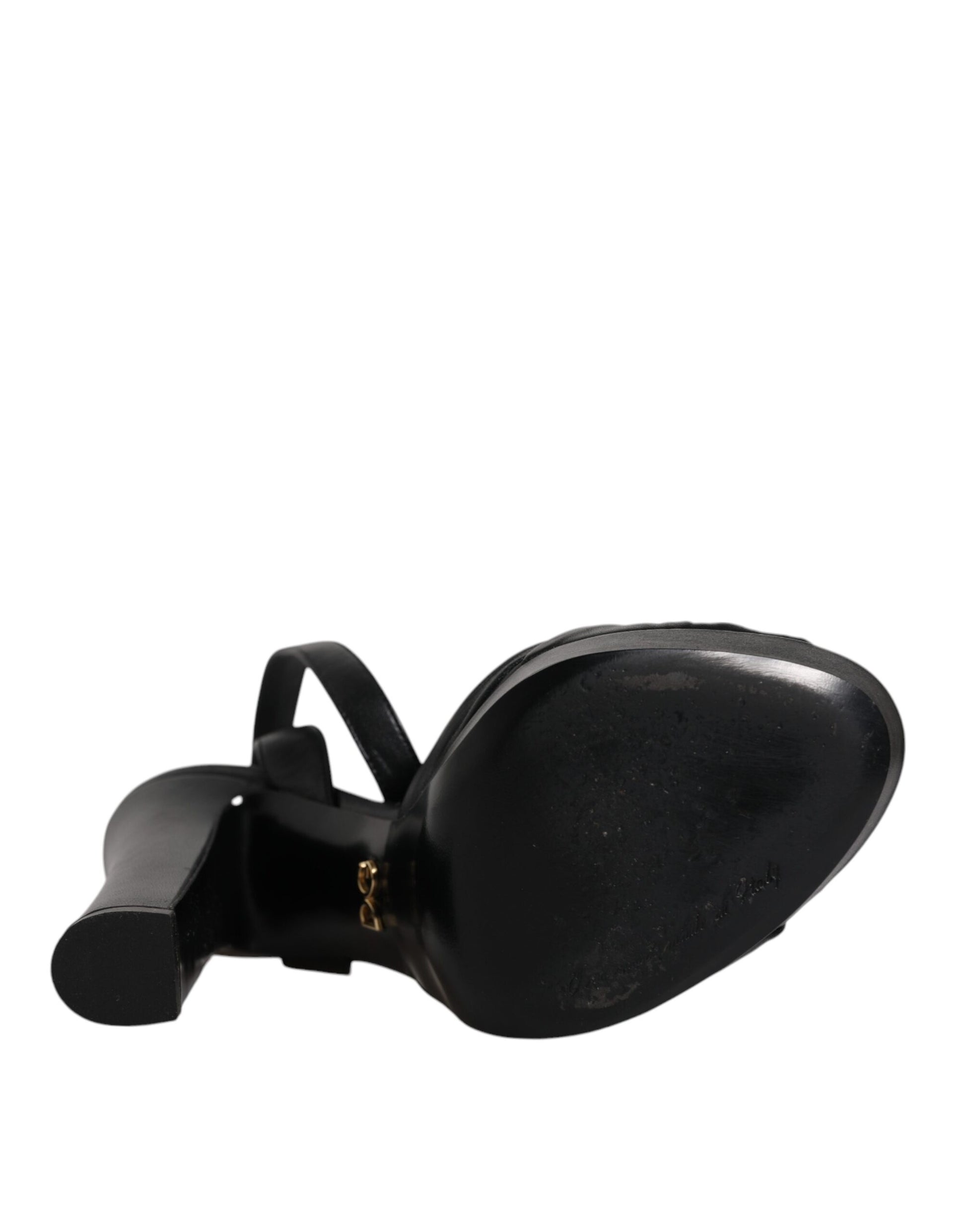 Dolce & Gabbana Black Leather Platform Heels Sandals Shoes by Dolce & Gabbana